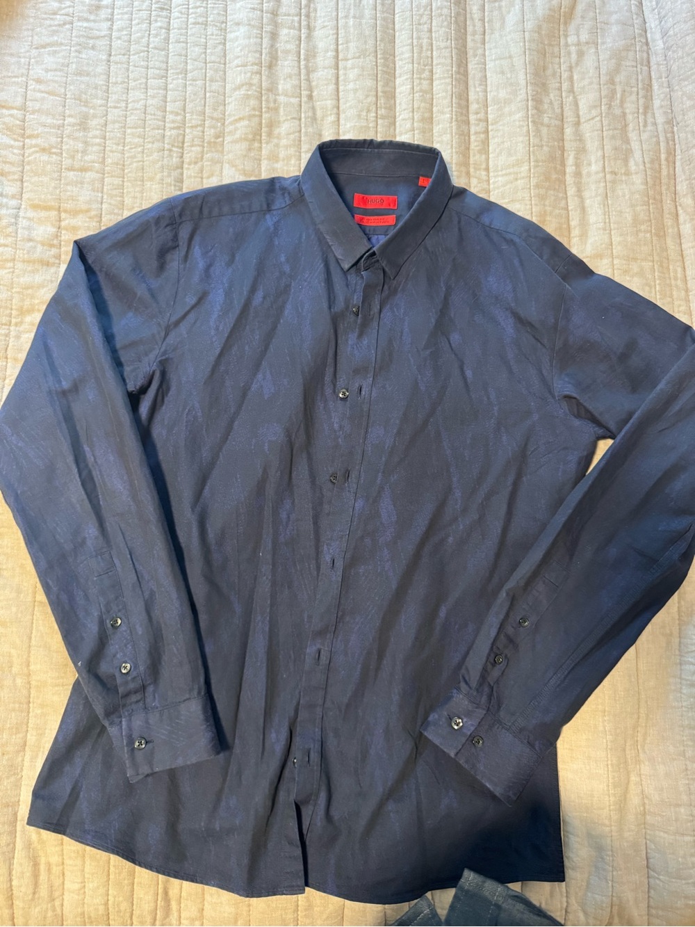 Men's Navy Long-Sleeve Button-Up Shirt